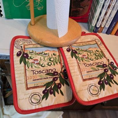 Vintage hand-hewn white birch dough bowl - cookbooks - apron - and other kitchen items