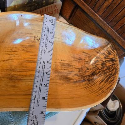 Vintage hand-hewn white birch dough bowl - cookbooks - apron - and other kitchen items