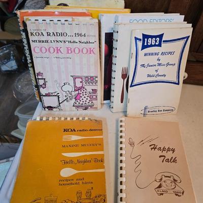 Vintage hand-hewn white birch dough bowl - cookbooks - apron - and other kitchen items