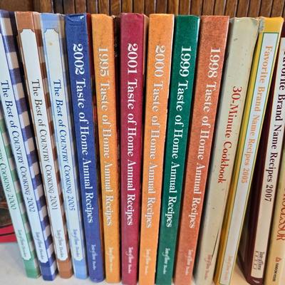 Vintage hand-hewn white birch dough bowl - cookbooks - apron - and other kitchen items