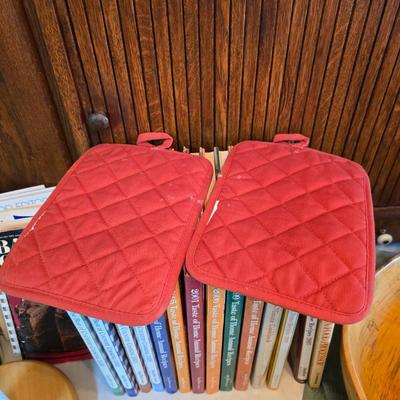 Vintage hand-hewn white birch dough bowl - cookbooks - apron - and other kitchen items
