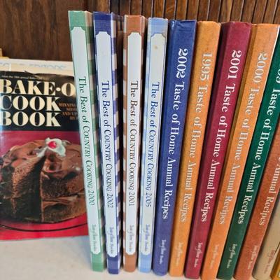 Vintage hand-hewn white birch dough bowl - cookbooks - apron - and other kitchen items
