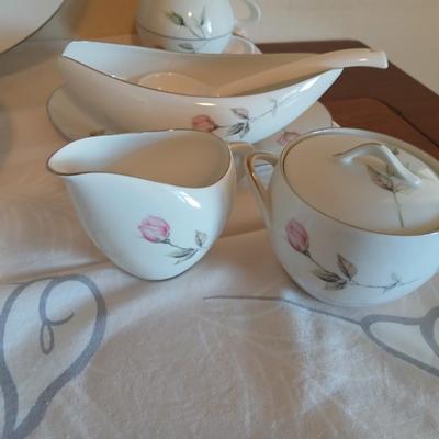 Serving pieces - Dawn Rose fine china dinnerware, manufactured by Sango and Style House in Japan.