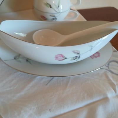 Serving pieces - Dawn Rose fine china dinnerware, manufactured by Sango and Style House in Japan.