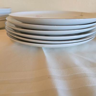 Vintage fine China dinnerware in the Dawn Rose pattern by Sango MCM China setting for Five - 5