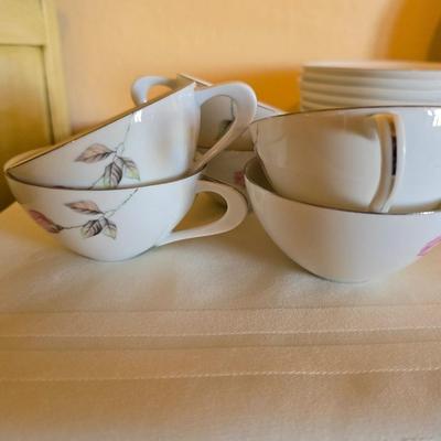 Vintage fine China dinnerware in the Dawn Rose pattern by Sango MCM China setting for Five - 5