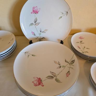 Vintage fine China dinnerware in the Dawn Rose pattern by Sango MCM China setting for Five - 5