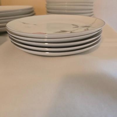 Vintage fine China dinnerware in the Dawn Rose pattern by Sango MCM China setting for Five - 5