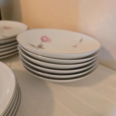 Vintage fine China dinnerware in the Dawn Rose pattern by Sango MCM China setting for Five - 5