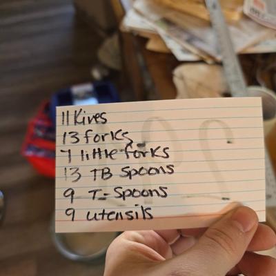 Corsican Stainless Japan Flatware partial set - with new tablecloth