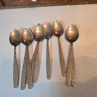 Corsican Stainless Japan Flatware partial set - with new tablecloth