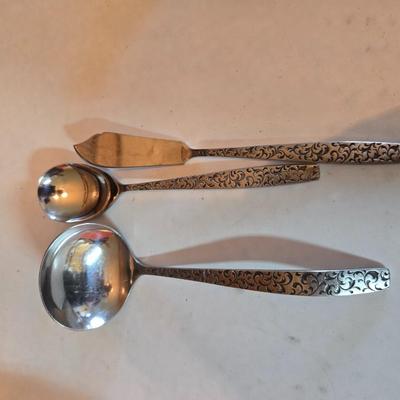 Corsican Stainless Japan Flatware partial set - with new tablecloth