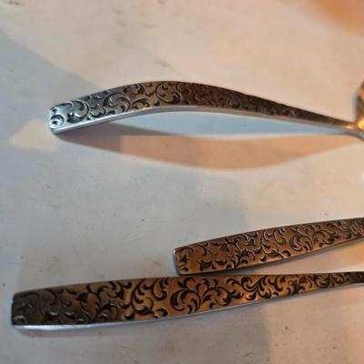 Corsican Stainless Japan Flatware partial set - with new tablecloth