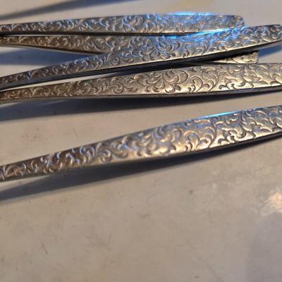 Corsican Stainless Japan Flatware partial set - with new tablecloth