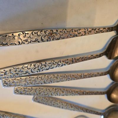 Corsican Stainless Japan Flatware partial set - with new tablecloth