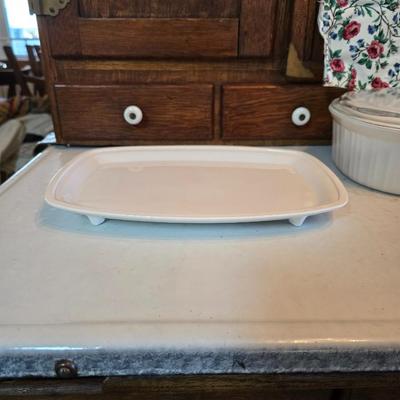 Corningware cookware with Litton micro-browner - and an apron