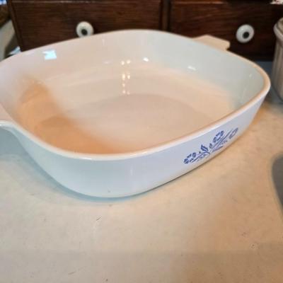 Corningware cookware with Litton micro-browner - and an apron