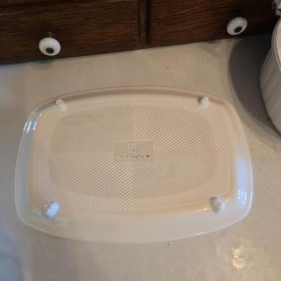Corningware cookware with Litton micro-browner - and an apron
