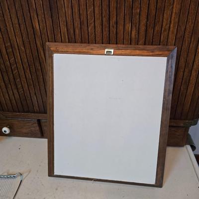 Vintage kitchen utensils - mixed box of flatware - framed country kitchen picture - Quickube ice tray and more