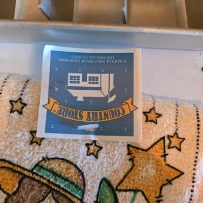 Vintage kitchen utensils - mixed box of flatware - framed country kitchen picture - Quickube ice tray and more