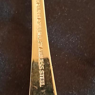 Kitchen metalware including mid-century modern chrome and pressed glass lazy Susan appetizer serving tray - metal trays - utensils and more