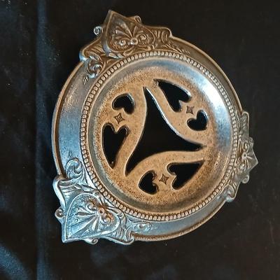 Kitchen metalware including mid-century modern chrome and pressed glass lazy Susan appetizer serving tray - metal trays - utensils and more