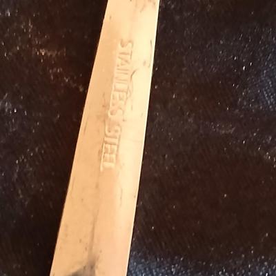 Kitchen metalware including mid-century modern chrome and pressed glass lazy Susan appetizer serving tray - metal trays - utensils and more