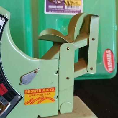 Eggs! Brower Chicken-Turkey Egg Scale / "Jiffy-Way" scale Plastic 18 count egg cartons - -metal egg basket and egg box with...