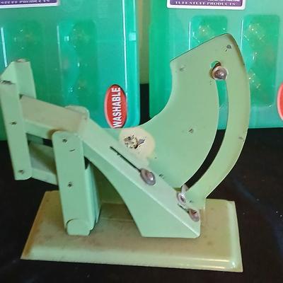 Eggs! Brower Chicken-Turkey Egg Scale / "Jiffy-Way" scale Plastic 18 count egg cartons - -metal egg basket and egg box with...