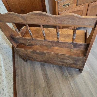 Wood storage bench / entryway bench / storage chest, which features a seat and a hinged lid revealing internal storage space.