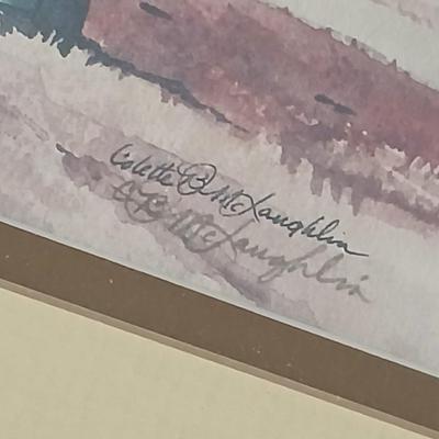 John Deere - Framed signed & numbered tractor scene by Colette McLaughlin 6/460 with John Deere cap and a deck of John deere playing...