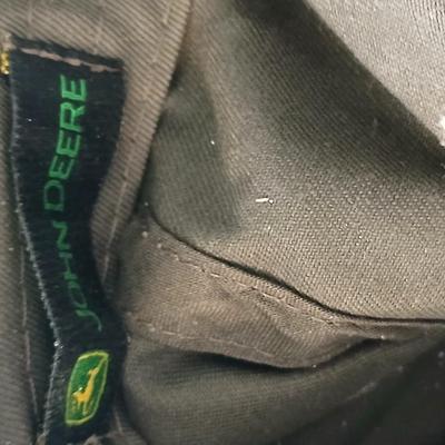 John Deere - Framed signed & numbered tractor scene by Colette McLaughlin 6/460 with John Deere cap and a deck of John deere playing...