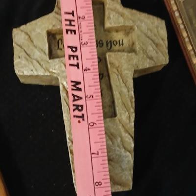 Religious decorative items - Nativity Scene Holy Family -Madonna & Child trinket box - Christian cross made of resin - framed Jesus...