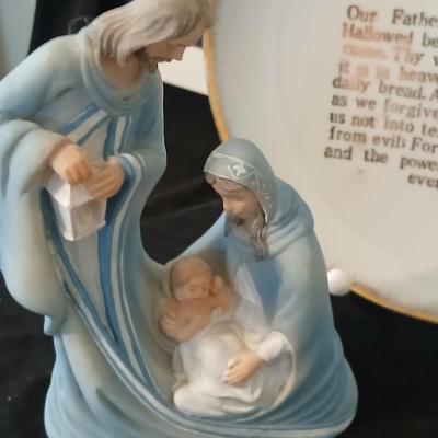 Religious decorative items - Nativity Scene Holy Family -Madonna & Child trinket box - Christian cross made of resin - framed Jesus...