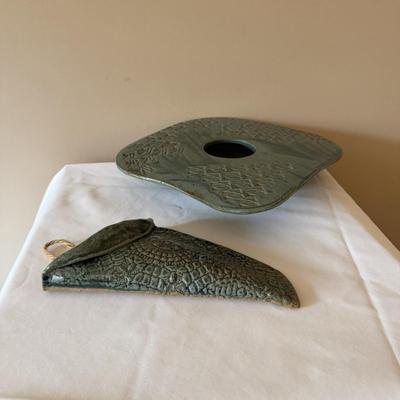 Signed Ikebana Vase & Wall Pocket Vase (D-MG)