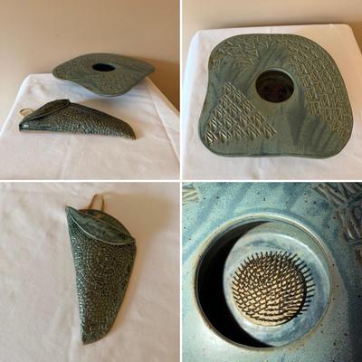 Signed Ikebana Vase & Wall Pocket Vase (D-MG)