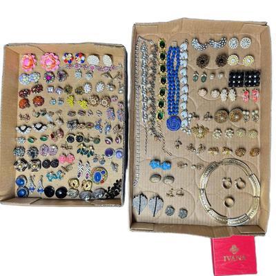 Sale Photo Thumbnail #348: Includes some designer pieces (including Ivana Trump), earrings (including clip-ons), necklaces, brooches, pins, and more. Total of 100+ pieces. [RM]