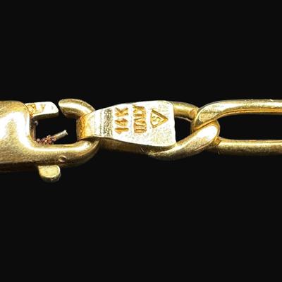 Sale Photo Thumbnail #358: **WIRE TRANSFER IS REQUIRED IF SHIPPED.** [4.57g] This Figaro style necklace is stamped “Italy.” The spring in the clasp needs repair. Measurement: 19”L. Pre-auction estimate: $300-$400. **ALL PRECIOUS METALS SALES ARE FINAL. NO REFUNDS WILL BE GIVE