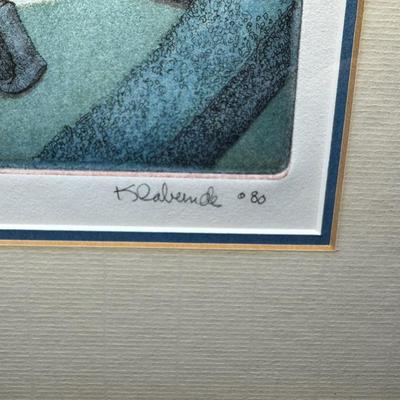 Sale Photo Thumbnail #378: Believed to be an etching. Signed and numbered 55/150. Measurement: 33” x 26.5”. [CS]