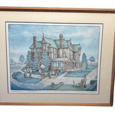 Sale Photo Thumbnail #377: Believed to be an etching. Signed and numbered 55/150. Measurement: 33” x 26.5”. [CS]