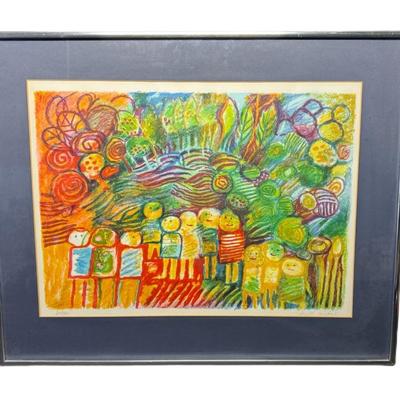 Sale Photo Thumbnail #382: Lithograph of children. Signed and numbered 213/250. Measurement: 26.25” x 21.25”. [CS]