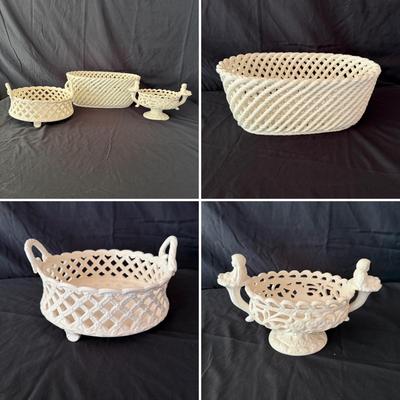 Trio of Ceramic Baskets (LR-MG)