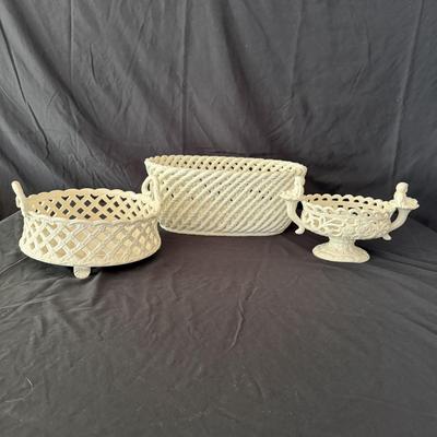 Trio of Ceramic Baskets (LR-MG)