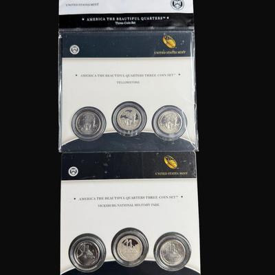 Sale Photo Thumbnail #409: **WIRE TRANSFER IS REQUIRED IF SHIPPED.** Includes a 2010 Yellowstone Quarter Set, a 2011 Vicksburg Quarter Set, and 2006 P&D sets. Total of four sets. **ALL PRECIOUS METALS SALES ARE FINAL. NO REFUNDS WILL BE GIVEN FOR ANY REASON.** [SP]