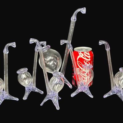 Sale Photo Thumbnail #417: Believed to be Bohemian. Lavender in color. There are some flea bites on the mouthpieces. Total of six pieces. Measurement: 9.5” (largest); 6.5” (others). [RE]