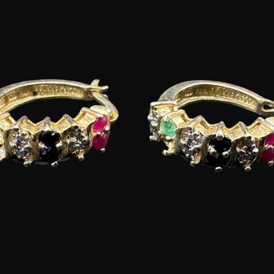 Sale Photo Thumbnail #435: **WIRE TRANSFER IS REQUIRED IF SHIPPED.** [10.82g] Includes two pairs of earrings with semi-precious stones, and a ring with cubic zircon stones. **ALL PRECIOUS METALS SALES ARE FINAL. NO REFUNDS WILL BE GIVEN FOR ANY REASON.** [KB]