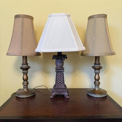 Three Petite Table Lamps & Extra Shades (BGB-SS)