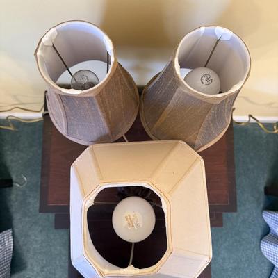 Three Petite Table Lamps & Extra Shades (BGB-SS)