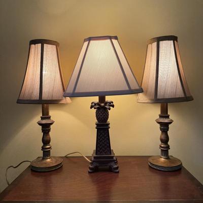 Three Petite Table Lamps & Extra Shades (BGB-SS)