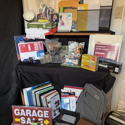 Sale Photo Thumbnail #55: Office Supplies paper shredder metal fall boxes, paper, hole punch, calculator and lots more.